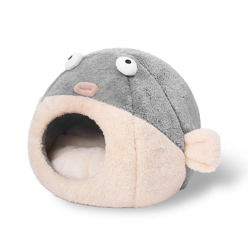 Cute Animal Cat Accessory Furniture Balloonfish-Shaped Pet Mats Indoor Dog House Cushions for Bed Cats House Beds for Small Dogsinside